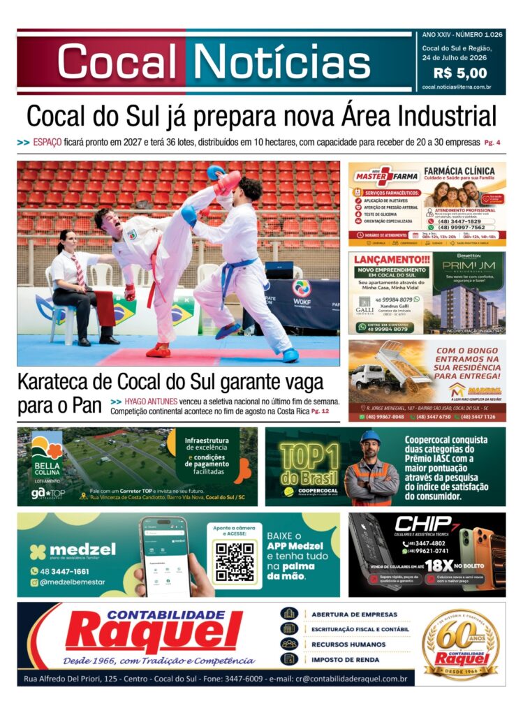 Capa da edição 24 de Julho 2026 do jornal Cocal Notícias